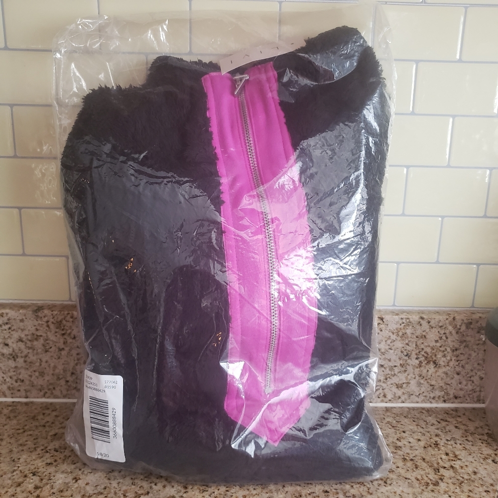 Lane Bryant Livi active sherpa half zip pullover sweatshirt pink black 18/20 NWT - Picture 3 of 6